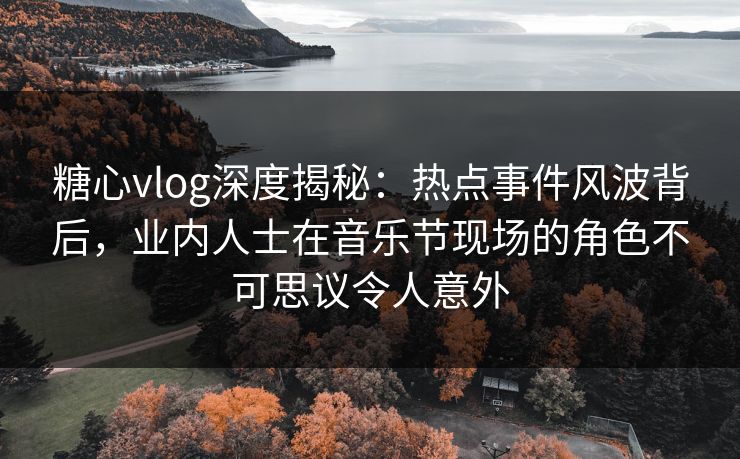 糖心vlog深度揭秘：热点事件风波背后，业内人士在音乐节现场的角色不可思议令人意外