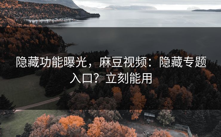 隐藏功能曝光,麻豆视频:隐藏专题入口?立刻能用 隐藏功能曝光,麻豆视频:隐藏专题入口?立刻能用