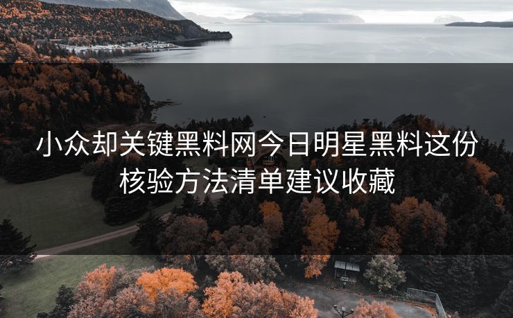 小众却关键黑料网今日明星黑料这份核验方法清单建议收藏