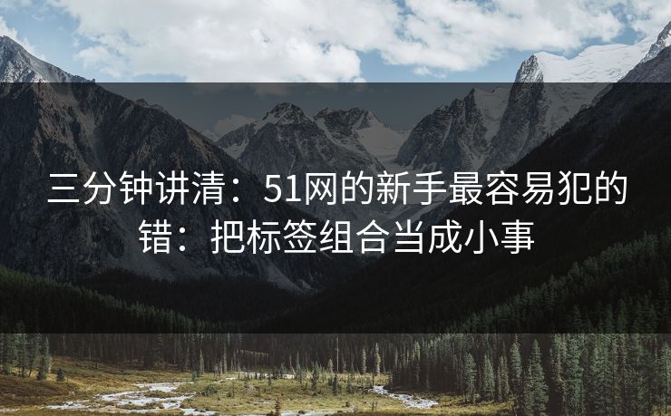 三分钟讲清：51网的新手最容易犯的错：把标签组合当成小事